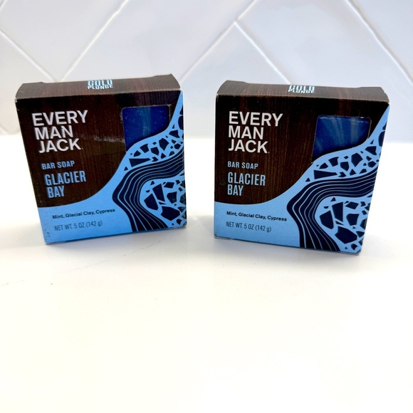 Every Man Jack Glacier Bay Deodorant Soap 5oz Mint & Clay Bar Set of 2 Shower - Picture 1 of 5